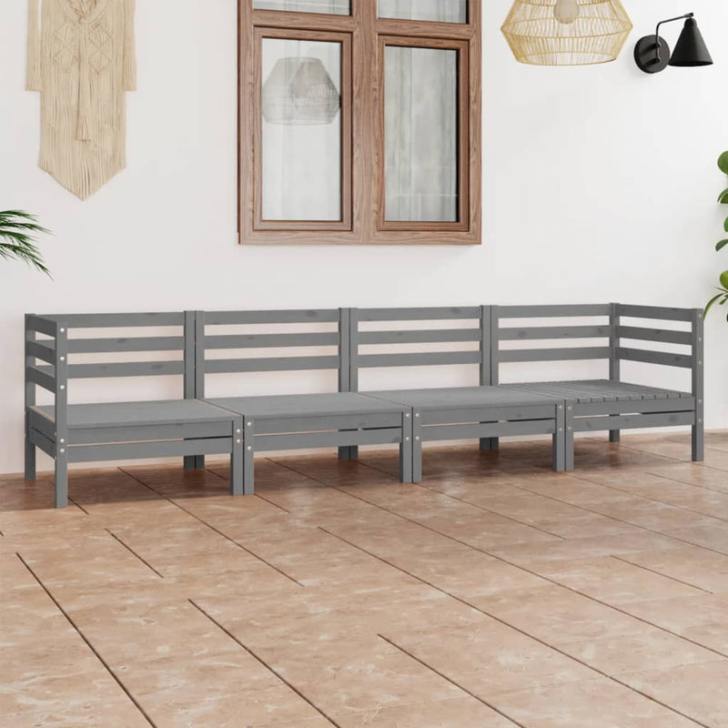 4 Piece Garden Lounge Set Grey Solid Pinewood Payday Deals
