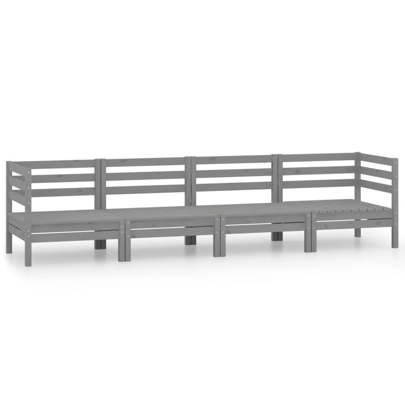 4 Piece Garden Lounge Set Grey Solid Pinewood Payday Deals
