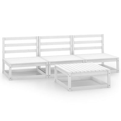 4 Piece Garden Lounge Set White Solid Pinewood Payday Deals
