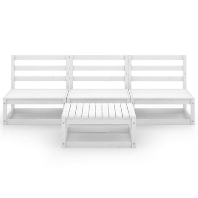 4 Piece Garden Lounge Set White Solid Pinewood Payday Deals