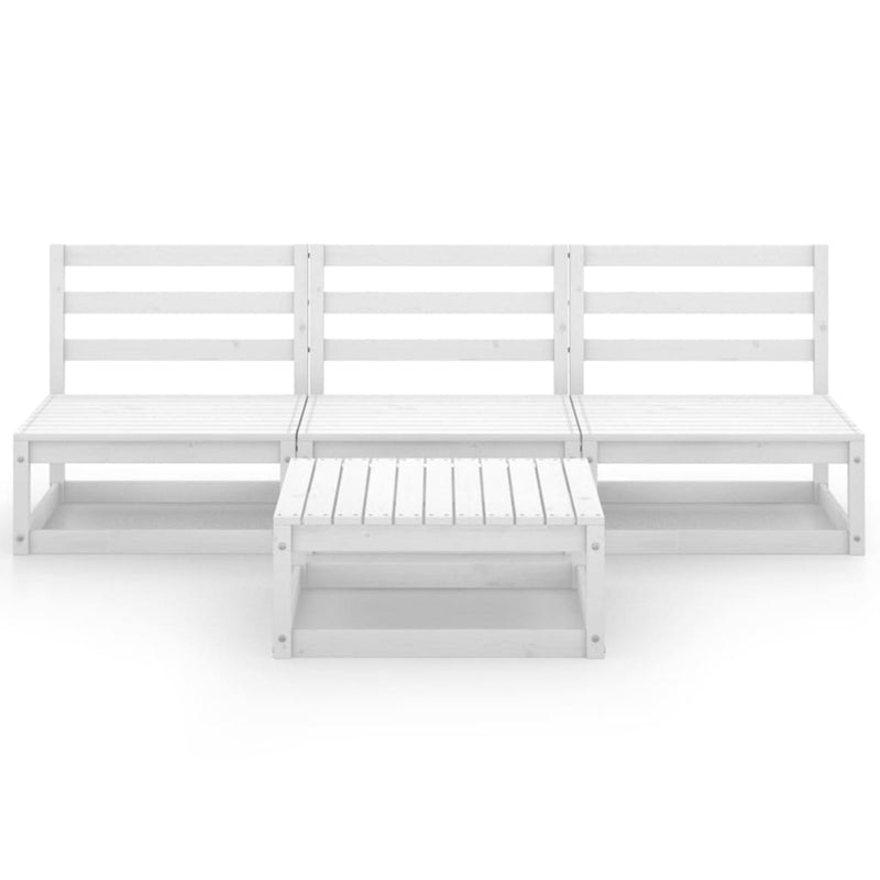 4 Piece Garden Lounge Set White Solid Pinewood Payday Deals