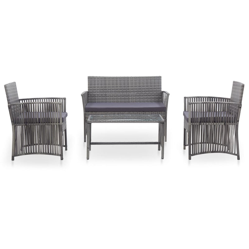 4 Piece Garden Lounge Set with Cushion Poly Rattan Anthracite Payday Deals