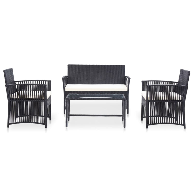 4 Piece Garden Lounge Set with Cushion Poly Rattan Black Payday Deals