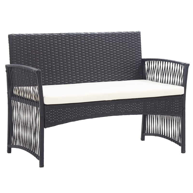 4 Piece Garden Lounge Set with Cushion Poly Rattan Black Payday Deals