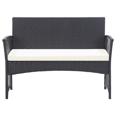 4 Piece Garden Lounge Set with Cushion Poly Rattan Black Payday Deals