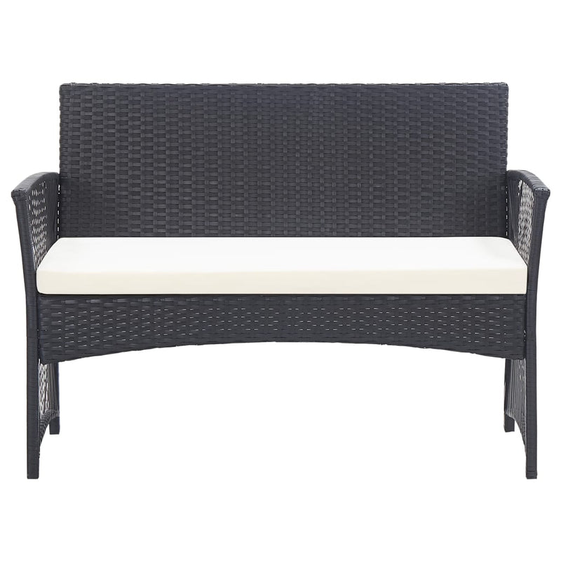 4 Piece Garden Lounge Set with Cushion Poly Rattan Black Payday Deals