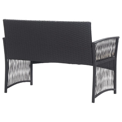 4 Piece Garden Lounge Set with Cushion Poly Rattan Black Payday Deals