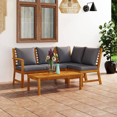4 Piece Garden Lounge Set with Cushion Solid Acacia Wood Payday Deals