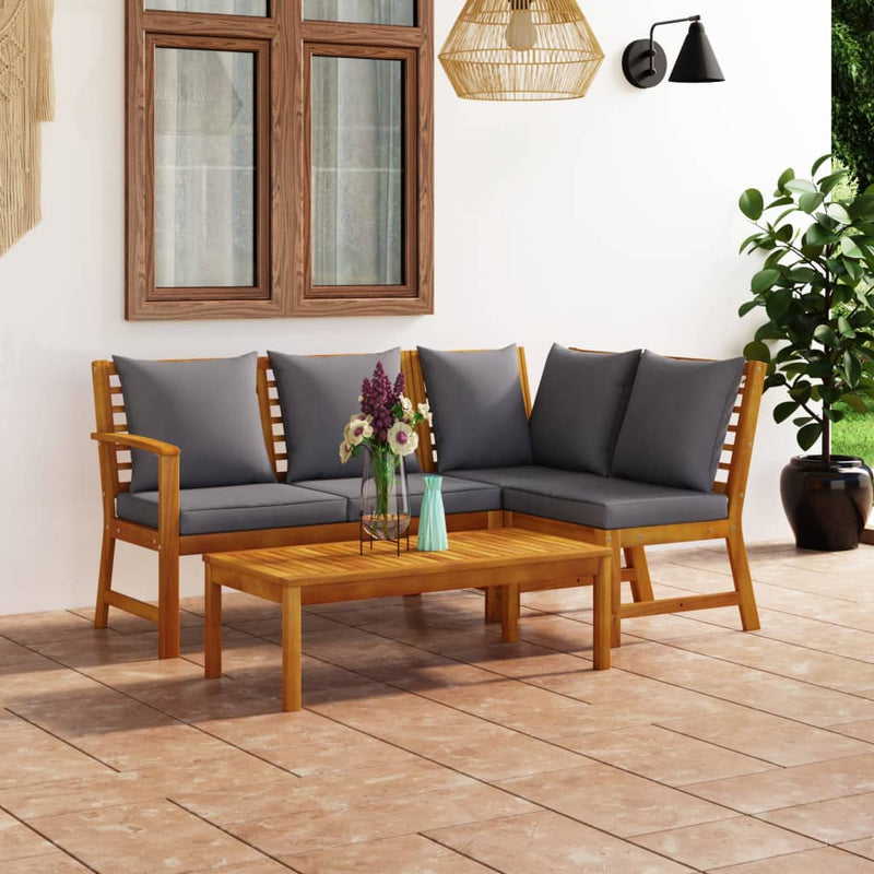 4 Piece Garden Lounge Set with Cushion Solid Acacia Wood Payday Deals