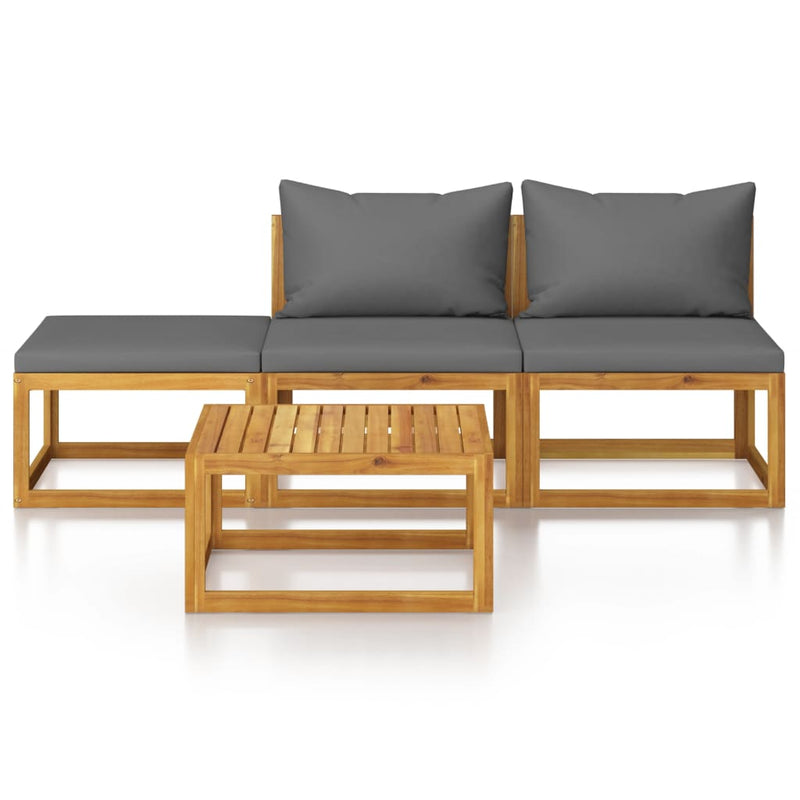 4 Piece Garden Lounge Set with Cushion Solid Acacia Wood Payday Deals