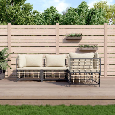 4 Piece Garden Lounge Set with Cushions Anthracite Poly Rattan Payday Deals