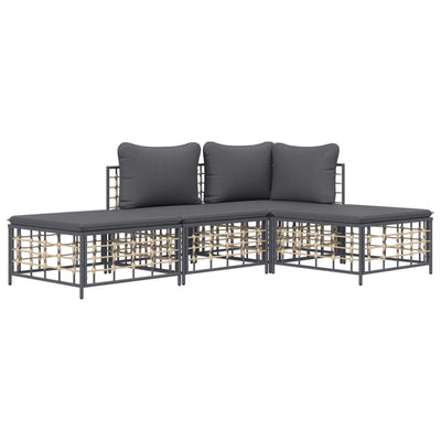 4 Piece Garden Lounge Set with Cushions Anthracite Poly Rattan Payday Deals