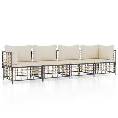 4 Piece Garden Lounge Set with Cushions Anthracite Poly Rattan Payday Deals