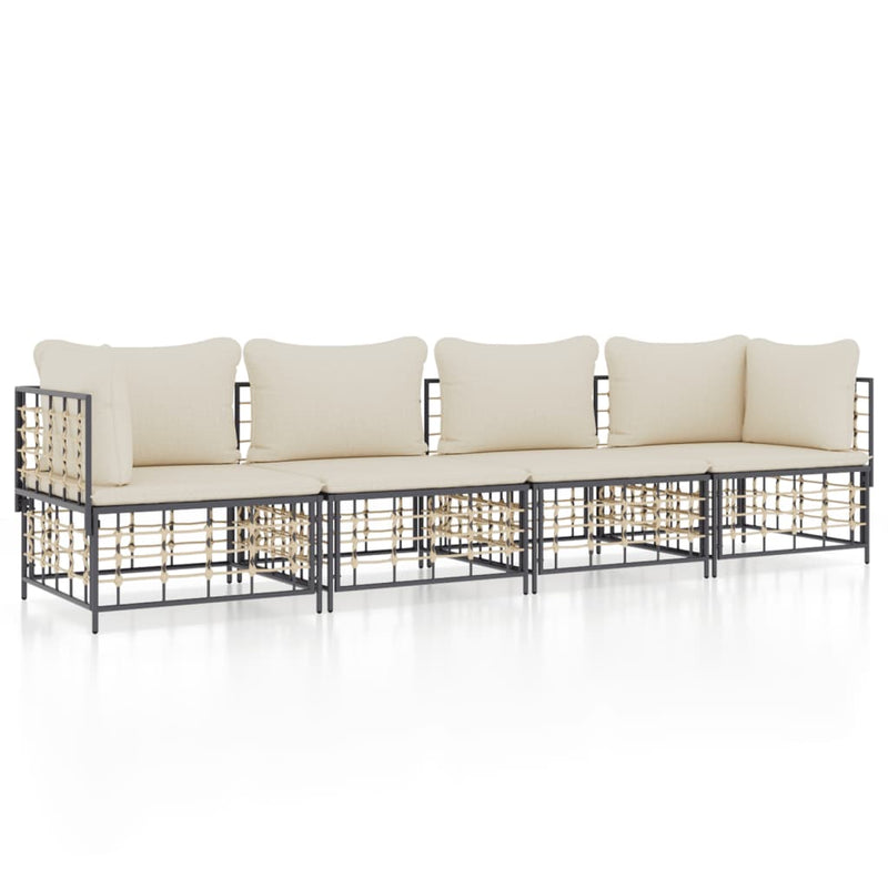 4 Piece Garden Lounge Set with Cushions Anthracite Poly Rattan Payday Deals