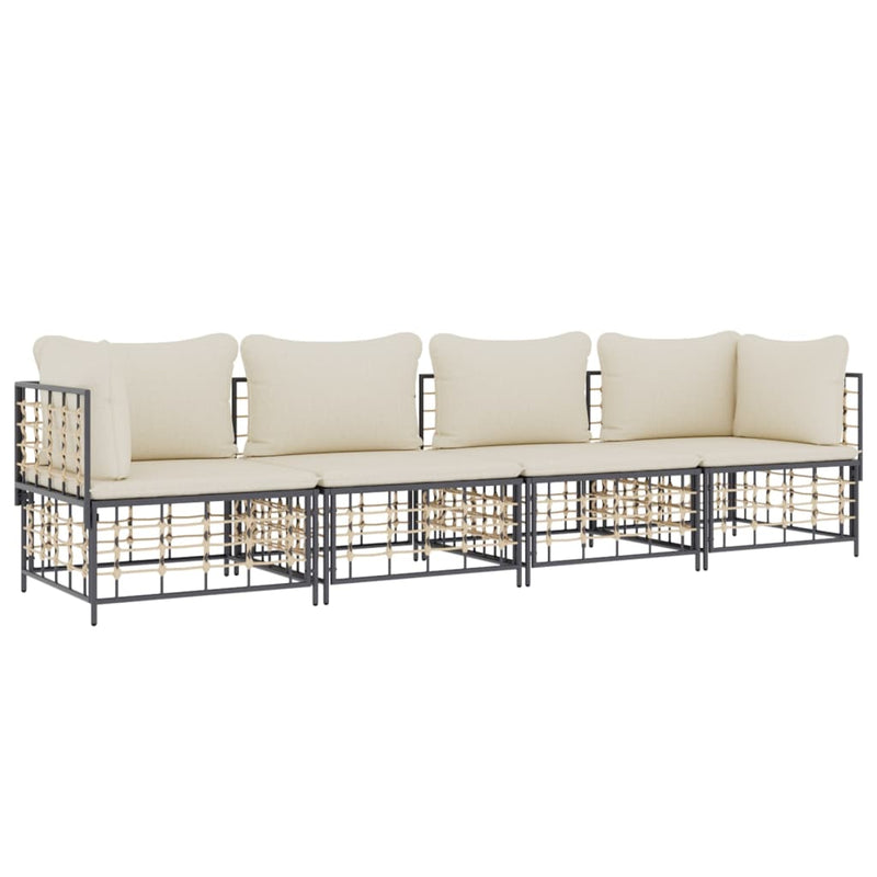 4 Piece Garden Lounge Set with Cushions Anthracite Poly Rattan Payday Deals