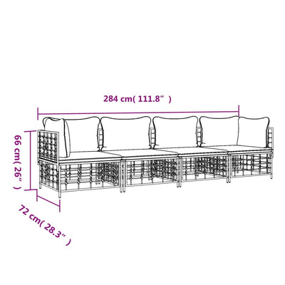 4 Piece Garden Lounge Set with Cushions Anthracite Poly Rattan Payday Deals