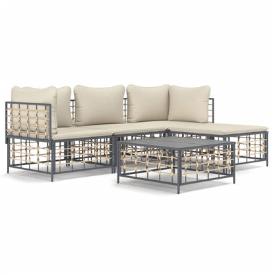 4 Piece Garden Lounge Set with Cushions Anthracite Poly Rattan Payday Deals