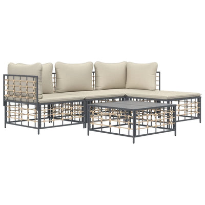 4 Piece Garden Lounge Set with Cushions Anthracite Poly Rattan Payday Deals
