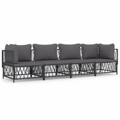 4 Piece Garden Lounge Set with Cushions Anthracite Steel Payday Deals