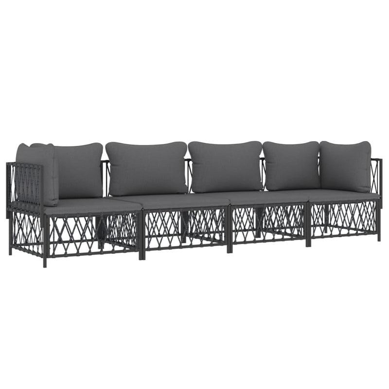 4 Piece Garden Lounge Set with Cushions Anthracite Steel Payday Deals