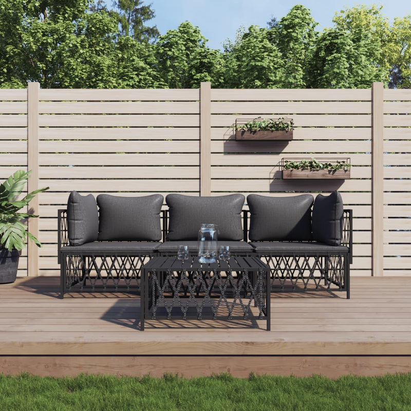 4 Piece Garden Lounge Set with Cushions Anthracite Steel Payday Deals