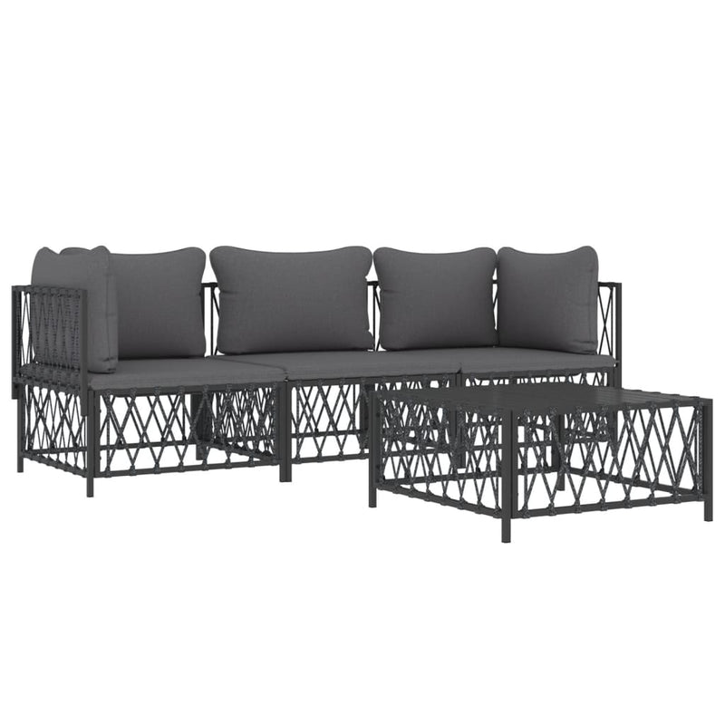 4 Piece Garden Lounge Set with Cushions Anthracite Steel Payday Deals