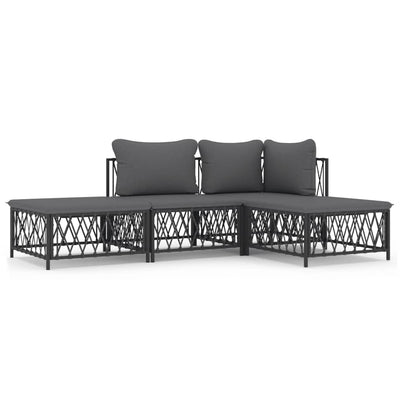 4 Piece Garden Lounge Set with Cushions Anthracite Steel Payday Deals