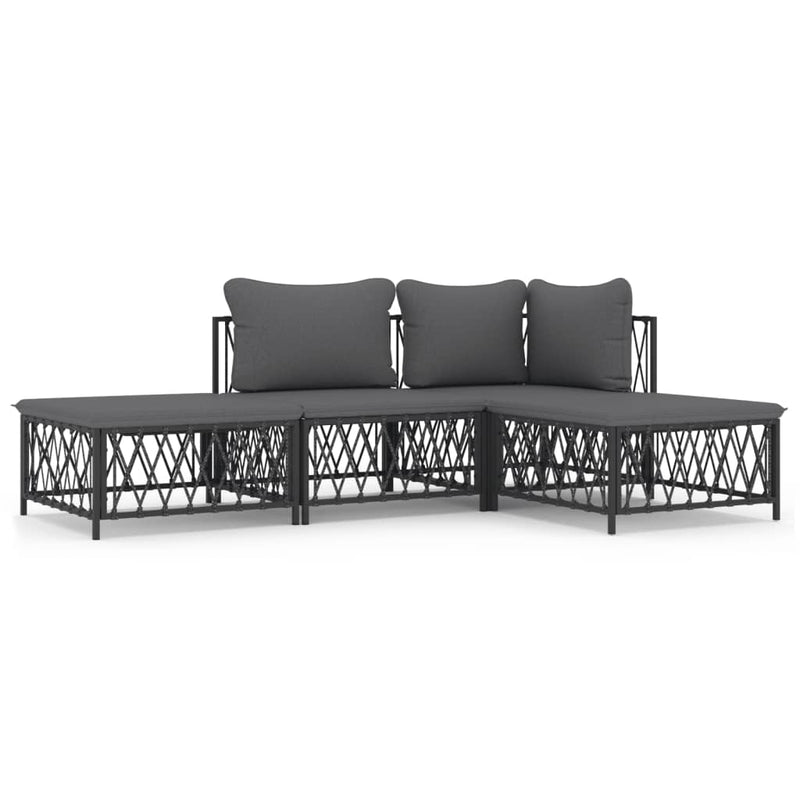 4 Piece Garden Lounge Set with Cushions Anthracite Steel Payday Deals