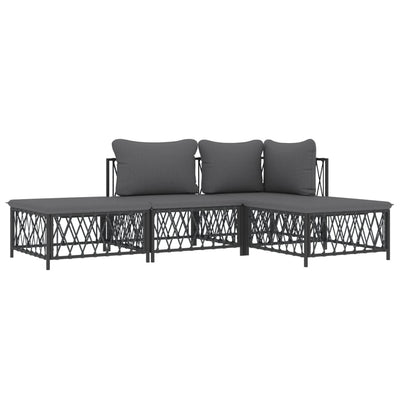 4 Piece Garden Lounge Set with Cushions Anthracite Steel Payday Deals