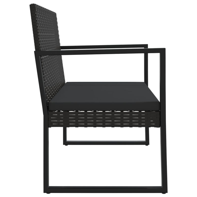 4 Piece Garden Lounge Set with Cushions Black Poly Rattan Payday Deals