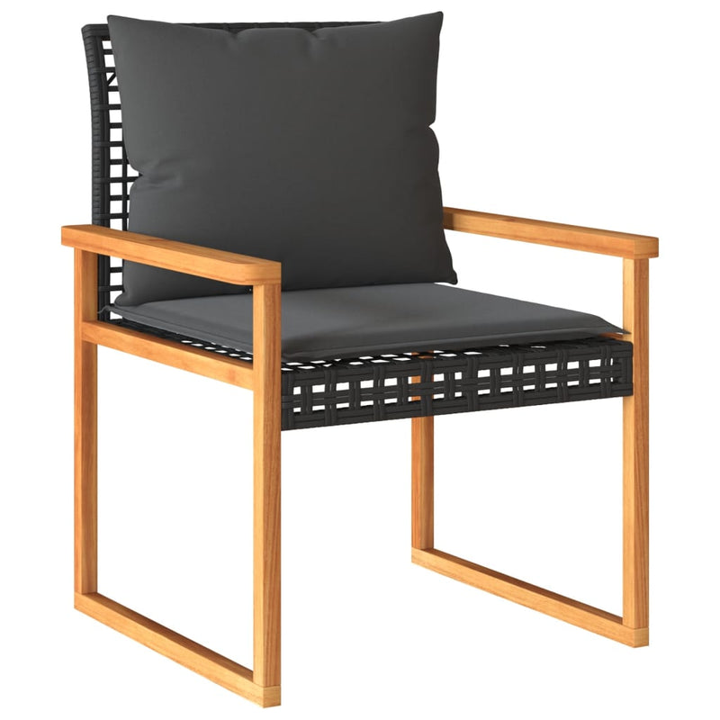 4 Piece Garden Lounge Set with Cushions Black Poly Rattan Payday Deals