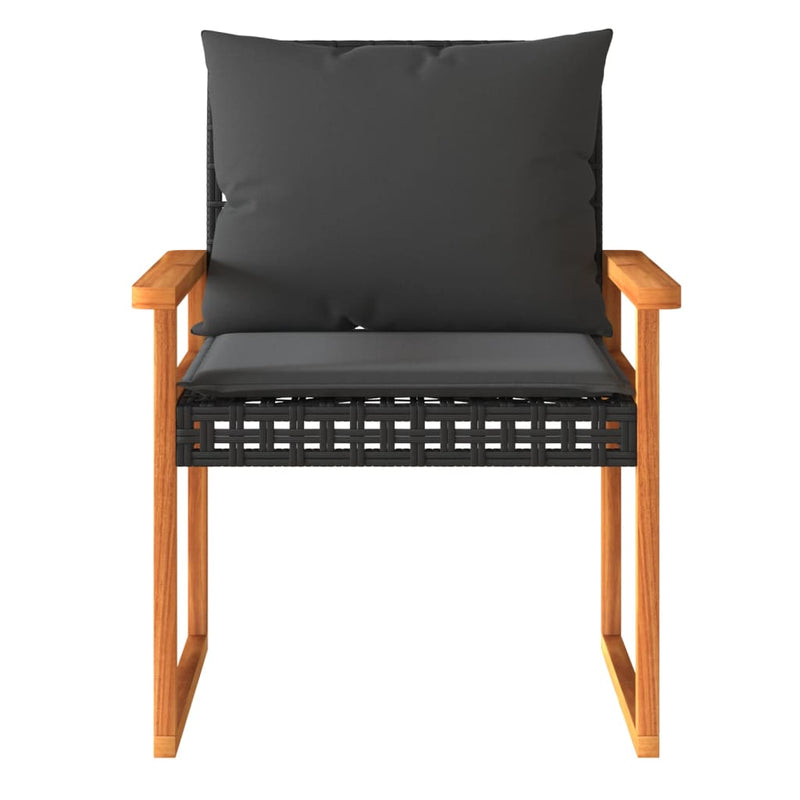 4 Piece Garden Lounge Set with Cushions Black Poly Rattan Payday Deals