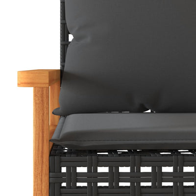 4 Piece Garden Lounge Set with Cushions Black Poly Rattan Payday Deals