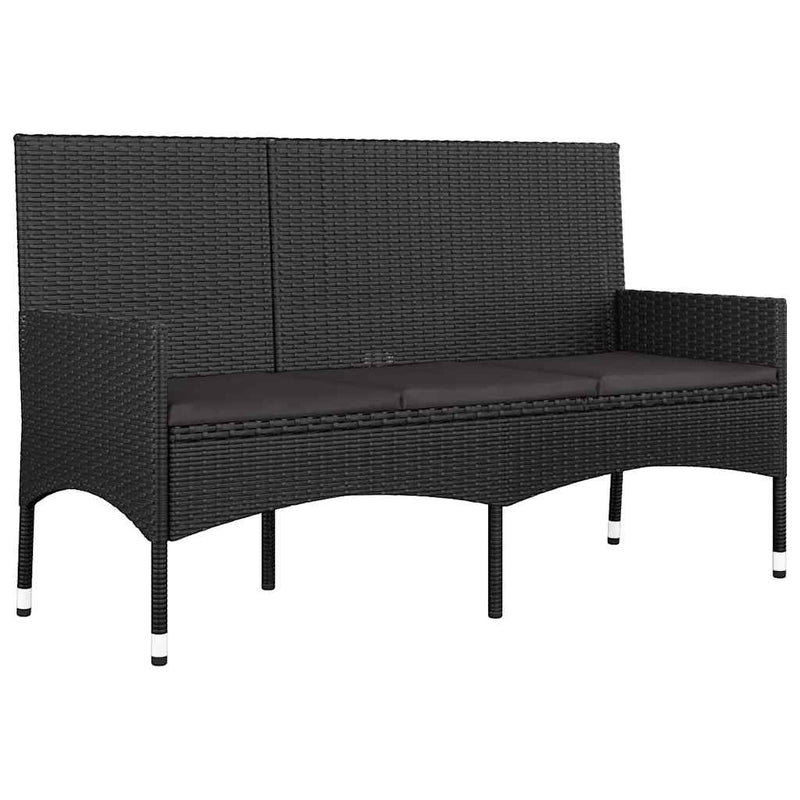 4 Piece Garden Lounge Set with Cushions Black Poly Rattan Payday Deals