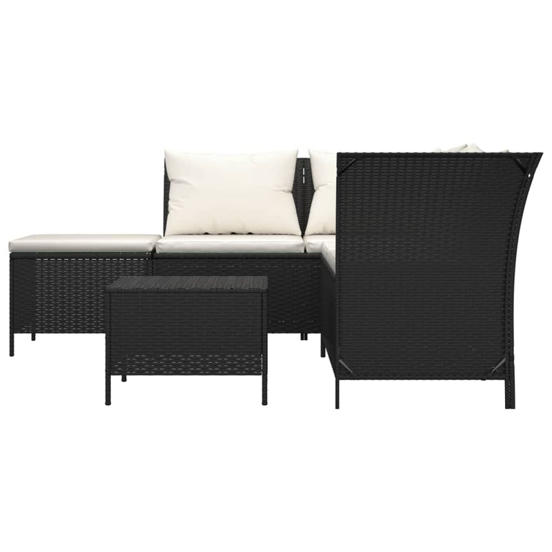 4 Piece Garden Lounge Set with Cushions Black Poly Rattan Payday Deals