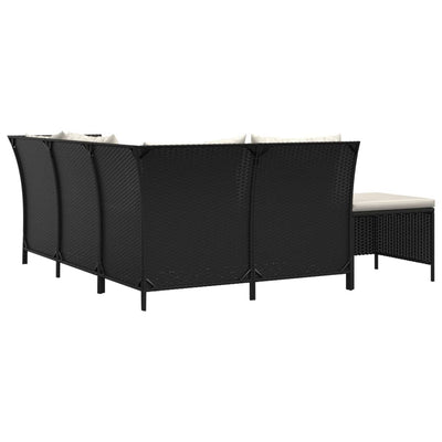 4 Piece Garden Lounge Set with Cushions Black Poly Rattan Payday Deals
