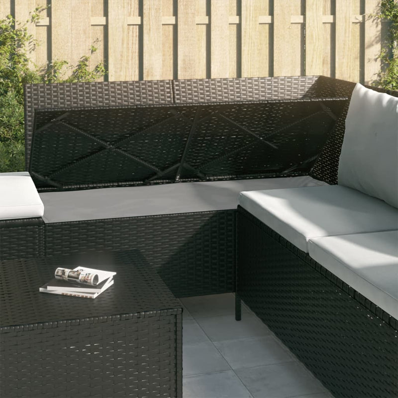 4 Piece Garden Lounge Set with Cushions Black Poly Rattan Payday Deals