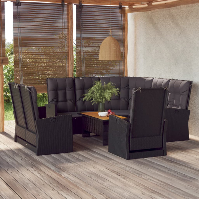 4 Piece Garden Lounge Set with Cushions Black Poly Rattan Payday Deals
