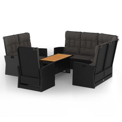 4 Piece Garden Lounge Set with Cushions Black Poly Rattan Payday Deals