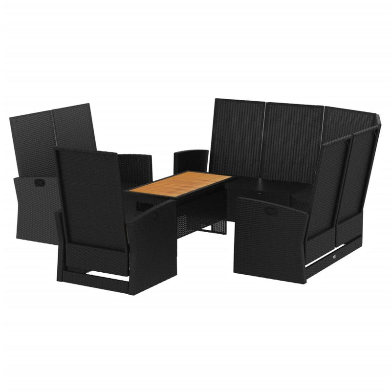 4 Piece Garden Lounge Set with Cushions Black Poly Rattan Payday Deals