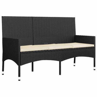 4 Piece Garden Lounge Set with Cushions Black Poly Rattan Payday Deals