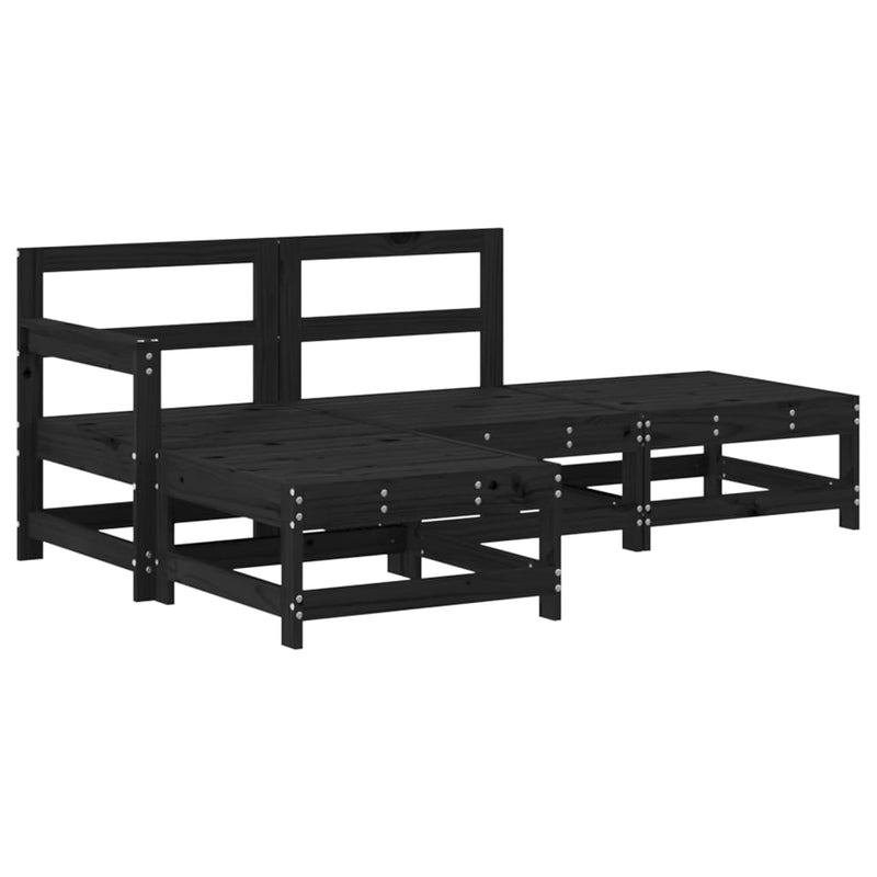 4 Piece Garden Lounge Set with Cushions Black Solid Wood Payday Deals