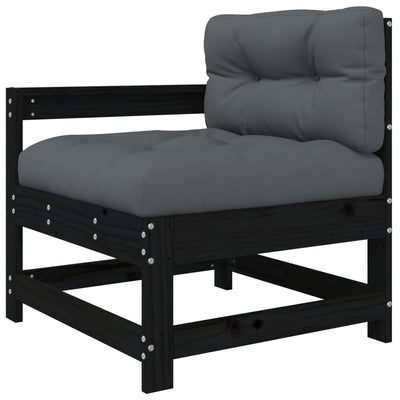 4 Piece Garden Lounge Set with Cushions Black Solid Wood Payday Deals