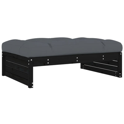4 Piece Garden Lounge Set with Cushions Black Solid Wood Payday Deals
