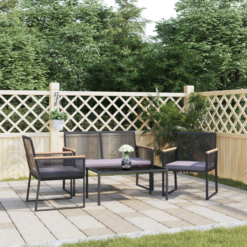 4 Piece Garden Lounge Set with Cushions Black Steel Payday Deals