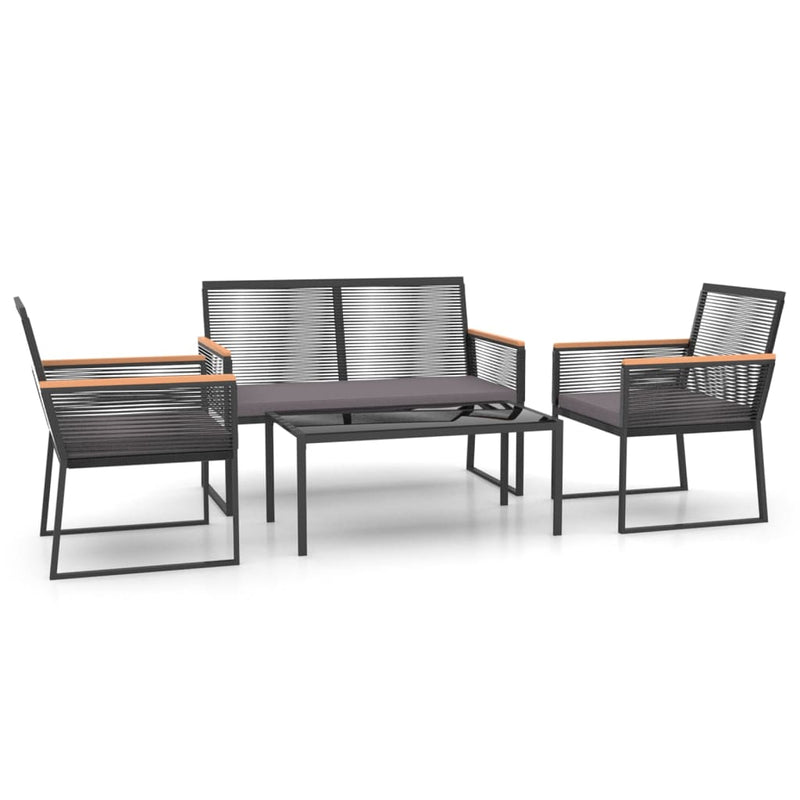 4 Piece Garden Lounge Set with Cushions Black Steel Payday Deals