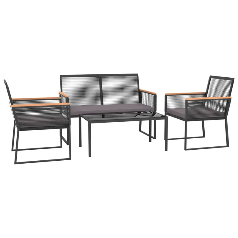 4 Piece Garden Lounge Set with Cushions Black Steel Payday Deals
