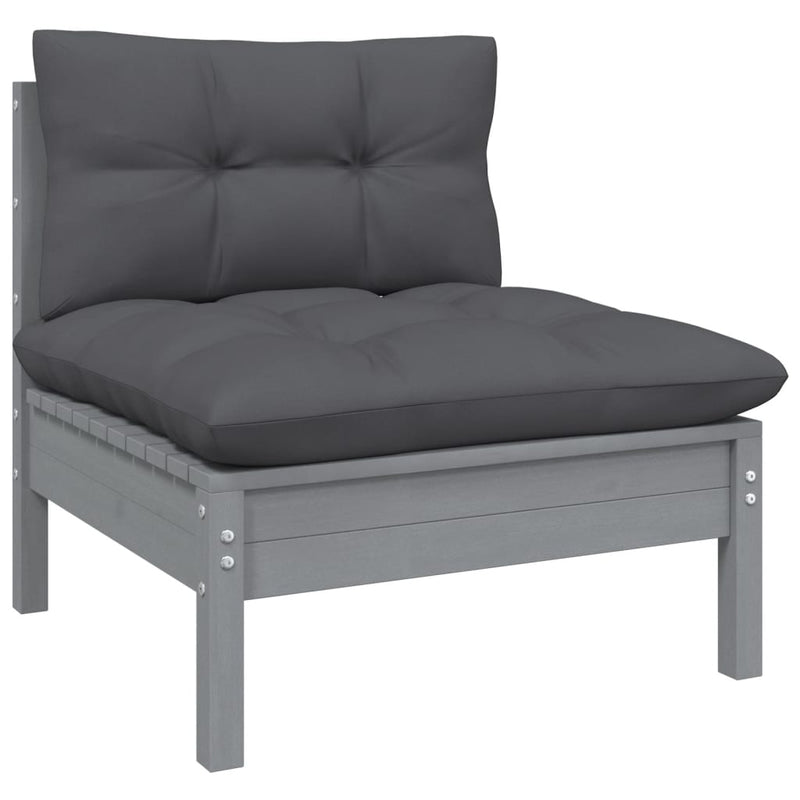 4 Piece Garden Lounge Set with Cushions Grey Pinewood Payday Deals