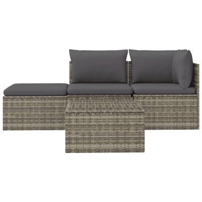 4 Piece Garden Lounge Set with Cushions Grey Poly Rattan Payday Deals