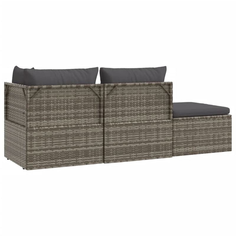 4 Piece Garden Lounge Set with Cushions Grey Poly Rattan Payday Deals